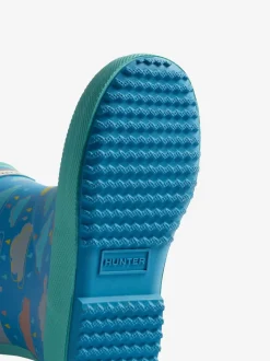 Bottes en caoutchouc Hunter First Rain bleues imprimées nuage pour enfant
