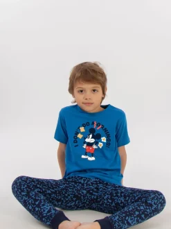 Brands In GARÇON 100% coton Disney Mickey Mouse I Don’t Do Mornings Royal Camouflage Pyjamas