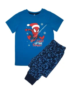 Brands In GARÇON Pyjamas Marvel Spider-Man Light Up The Season Royal Camouflage 100% Coton