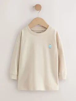 Broderie Nourriture Minéraux Personnage - Lot de 4 t-shirts imprimés graphiques à manches longues (3mois-7ans)