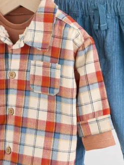 Brown/Marine - Ensemble 3 pièces bébé veste-chemise et pantalons (0mois-2ans)