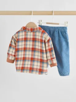 Brown/Marine - Ensemble 3 pièces bébé veste-chemise et pantalons (0mois-2ans)