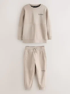 Brun clair - Ensemble sweat-shirt et joggings smALLSAINTS Underground oversize à empiècement texturé