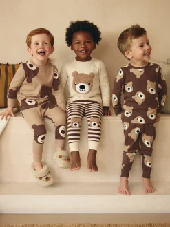 Brun/Crème - Lot de 3 pyjamas Snuggle (9mois-6ans)