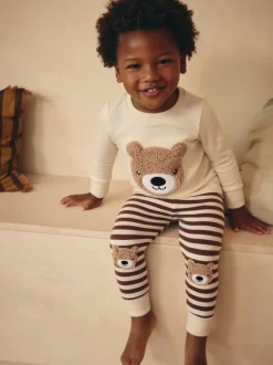 Brun/Crème - Lot de 3 pyjamas Snuggle (9mois-6ans)