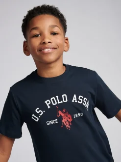 C Bleu foncé - U.S. Polo Assn. T-shirt Signature Arch imprimé