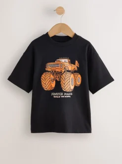 Camion monstre noir/orange - T-shirt graphique Manches courtes Relaxed Fit (3-16yrs)