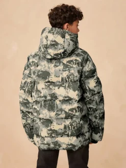 Camoflauge gris - Manteau rembourré doublé en micropolaire Résistant à la douche (3-17ans)