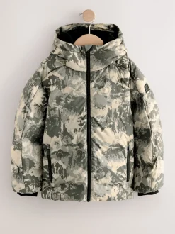 Camoflauge gris - Manteau rembourré doublé en micropolaire Résistant à la douche (3-17ans)