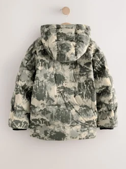 Camoflauge gris - Manteau rembourré doublé en micropolaire Résistant à la douche (3-17ans)