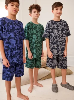 Camouflage bleu/gris/vert - Pyjama court 3 Pack (3-16ans)
