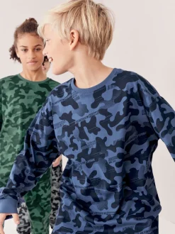 Camouflage gris/bleu/vert - Lot de 3 pyjamas à manches longues (3-16ans)