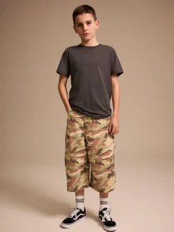 Camouflage vert/marron - Short en denim 100% coton extra long (3-16ans)