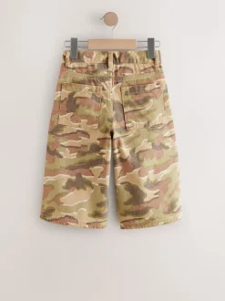 Camouflage vert/marron - Short en denim 100% coton extra long (3-16ans)