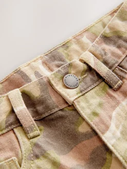 Camouflage vert/marron - Short en denim 100% coton extra long (3-16ans)