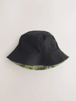 Camouflage/noir - 100% Coton Réversible Bucket Chapeaux (1-16ans)