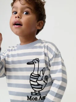 Canard gris - T-shirt imprimé dos à manches longues (3mois-8ans)