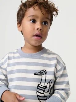 Canard gris - T-shirt imprimé dos à manches longues (3mois-8ans)