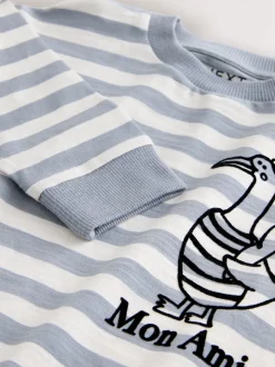 Canard gris - T-shirt imprimé dos à manches longues (3mois-8ans)