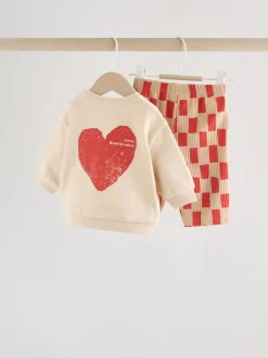 Casse-cœur neutre/rouge - Ensemble Sweat-shirt et Leggings bébé (0mois-2ans)