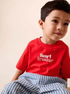 Casse-cœur Rouge - T-shirt de Saint-Valentin à manches courtes (3mois à7ans)