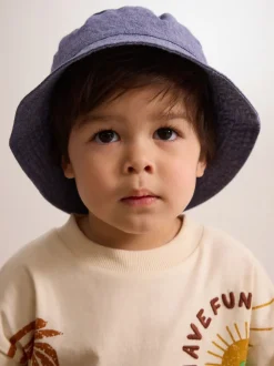 Chambray bleu - Chapeau baquet (3mths-16yrs)