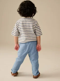 Chambray bleu - Pantalon en lin Blend à enfiler (3mois-7ans)