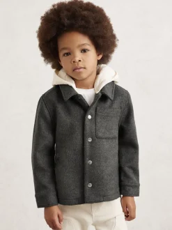 charbon de bois - Surchemise Reiss Benjamin à capuche amovible en laine Blend