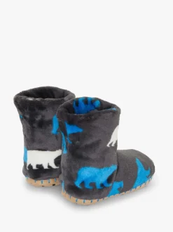 Chaussons Hatley gris en polaire duveteuse à motif ours polaire