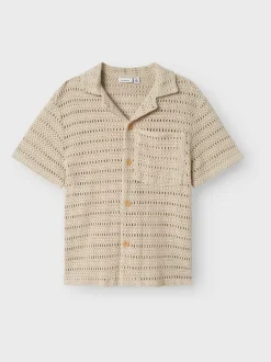 Chemise Name It en coton au crochet boutonnée à col cubain