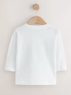 Chien blanc Happy Time - T-shirt imprimé graphique à manches longues (3mois-8ans)