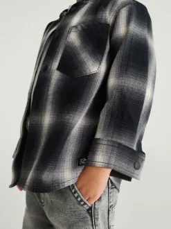 Chèque Mono Core - Chemise à carreaux avec col de baseball à manches longues (3mois7ans)