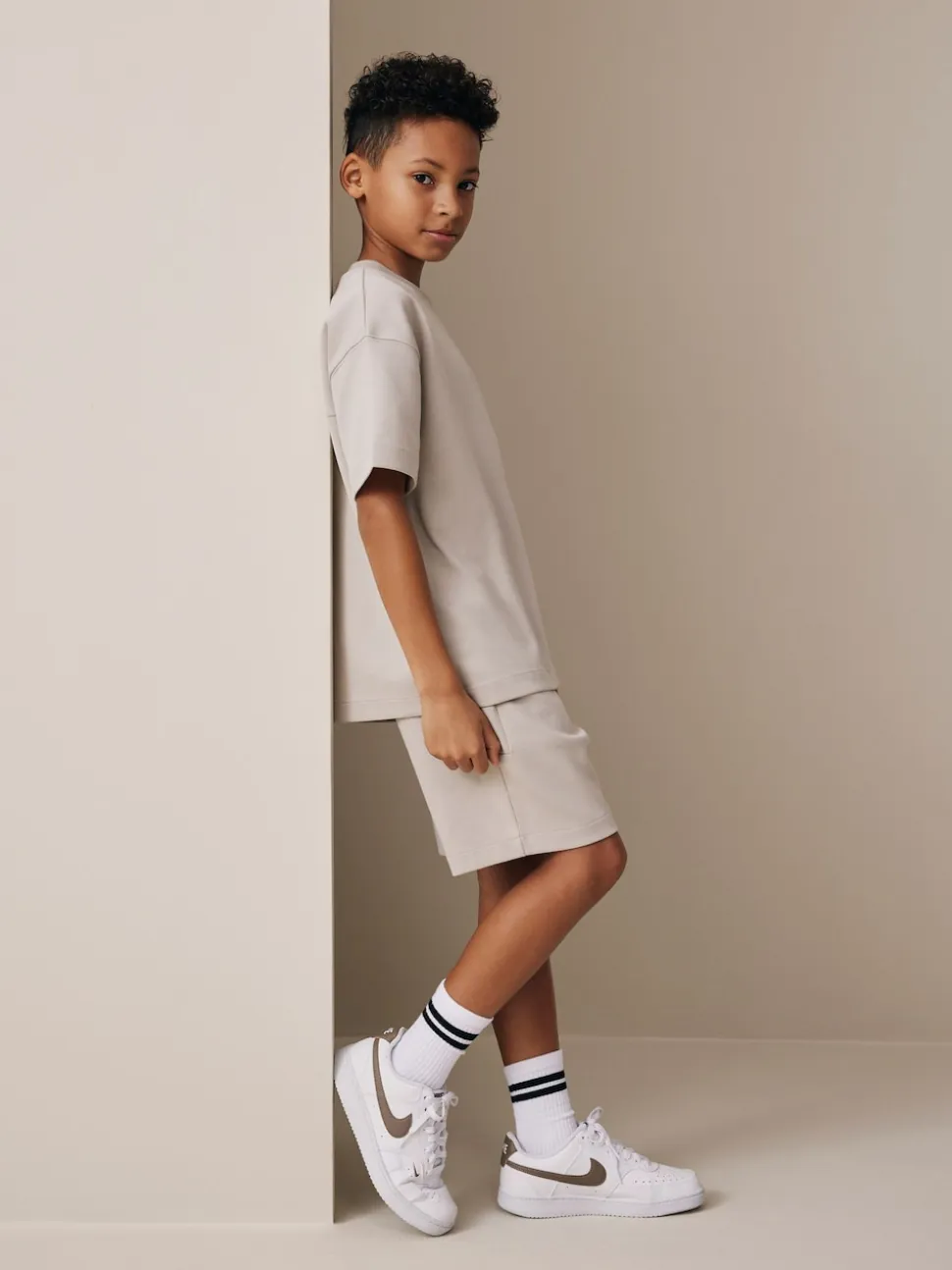 Ciment - Ensemble t-shirt et short épais décontracté (3-16ans)