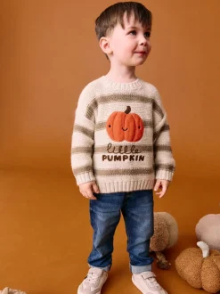 Citrouille neutre - Pull à col rond en maille d’Halloween (3mois à7ans)