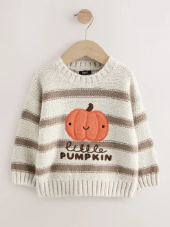 Citrouille neutre - Pull à col rond en maille d’Halloween (3mois à7ans)
