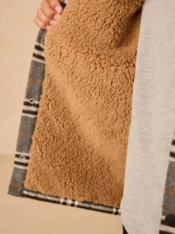 Col Gris À carreaux borg - Veste-chemise doublée (3-16ans)