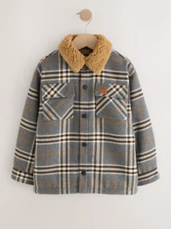 Col Gris À carreaux borg - Veste-chemise doublée (3-16ans)