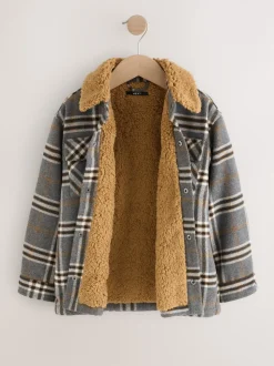 Col Gris À carreaux borg - Veste-chemise doublée (3-16ans)