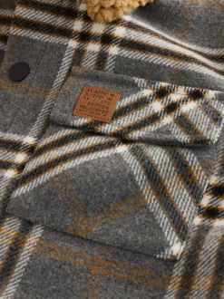 Col Gris À carreaux borg - Veste-chemise doublée (3-16ans)