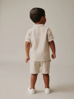 Col zippé neutre - Ensemble polos et shorts de manches (3mois-7ans)