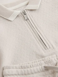 Col zippé neutre - Ensemble polos et shorts de manches (3mois-7ans)