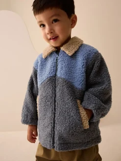 Color block anthracite/bleu/fauve - Borg Polaire Shacket (3mths-7yrs)