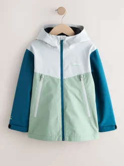 Color block bleu/vert - Veste à capuche imperméable doublée de polaire (3-17ans)