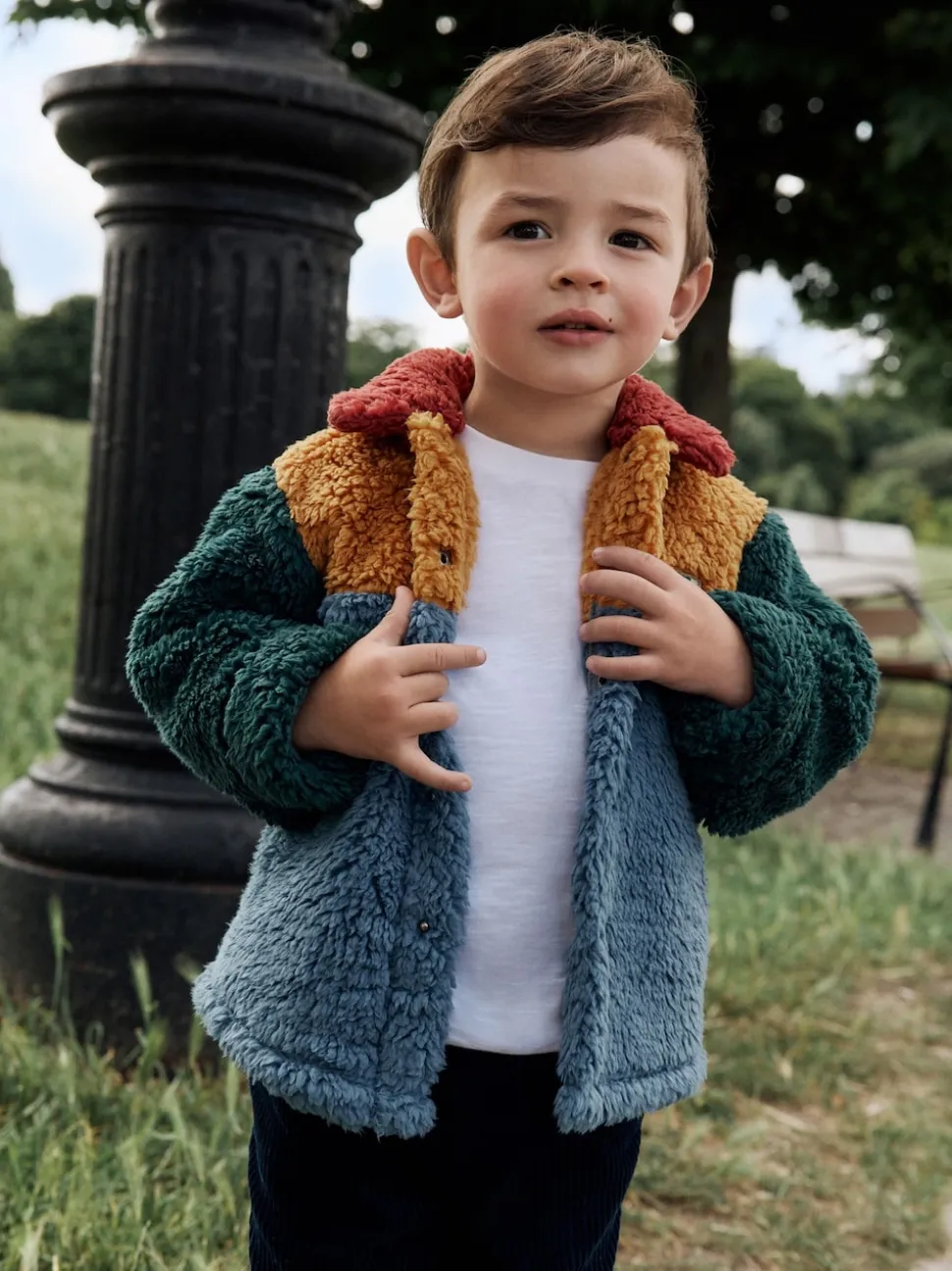 Colorblock bleu/jaune vif - Borg Polaire Shacket (3mths-7yrs)