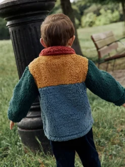 Colorblock bleu/jaune vif - Borg Polaire Shacket (3mths-7yrs)