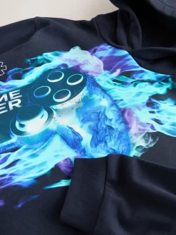 Contrôleur bleu marine - Sweat à capuche adolescent imprimé graphique (3-16ans)