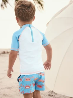 Crabe bleu blanc - Ensemble gilet anti-éclaboussures et short (3mths-7yrs)