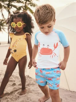 Crabe bleu blanc - Ensemble gilet anti-éclaboussures et short (3mths-7yrs)