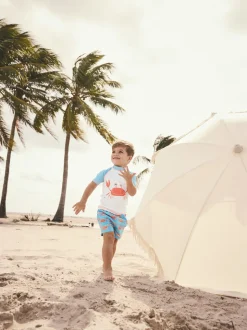 Crabe bleu blanc - Ensemble gilet anti-éclaboussures et short (3mths-7yrs)