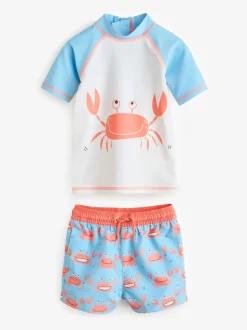 Crabe bleu blanc - Ensemble gilet anti-éclaboussures et short (3mths-7yrs)